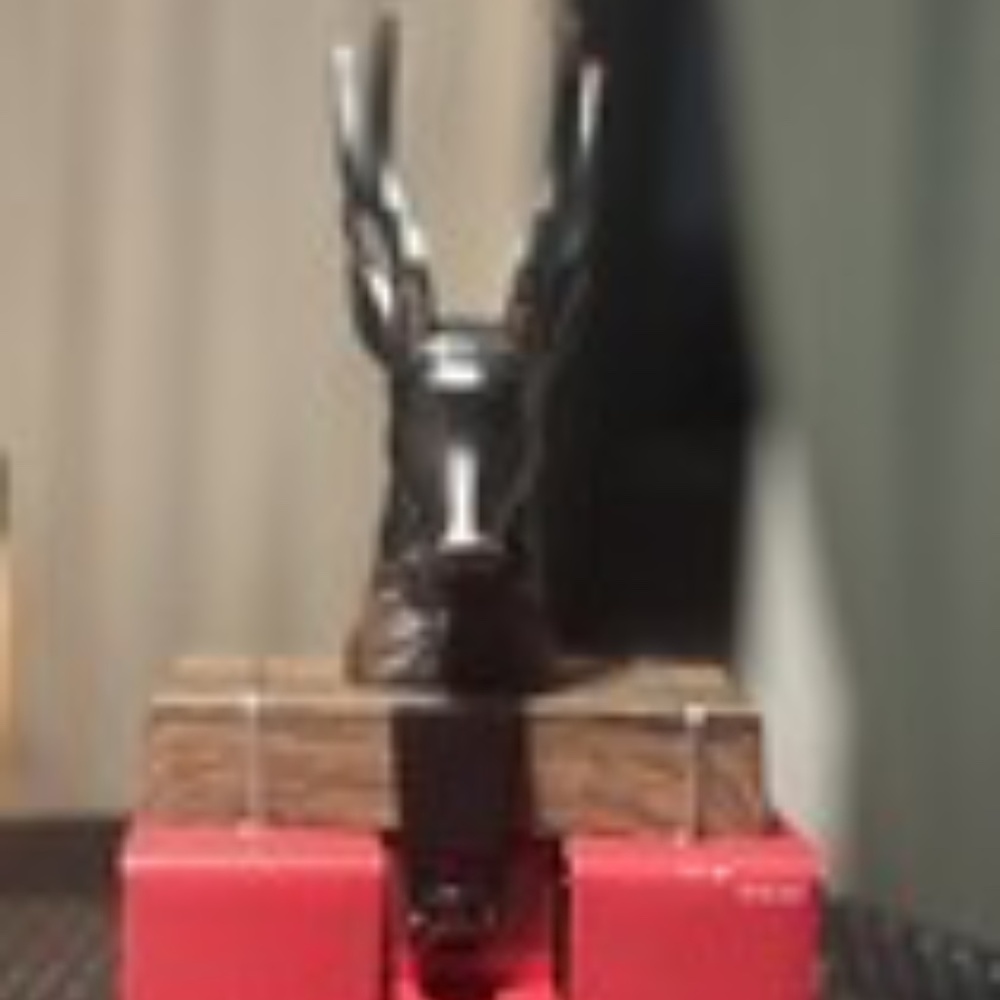BRAND NEW NIB METAL BUCK WITH WOOD BASE CHRISTMAS STOCKING HOLDER DISCONTINUED